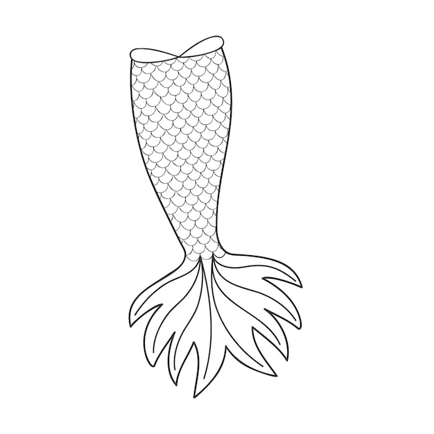 Zeemeerminstaart in doodle schetsstijl element van zeemeerminkostuum