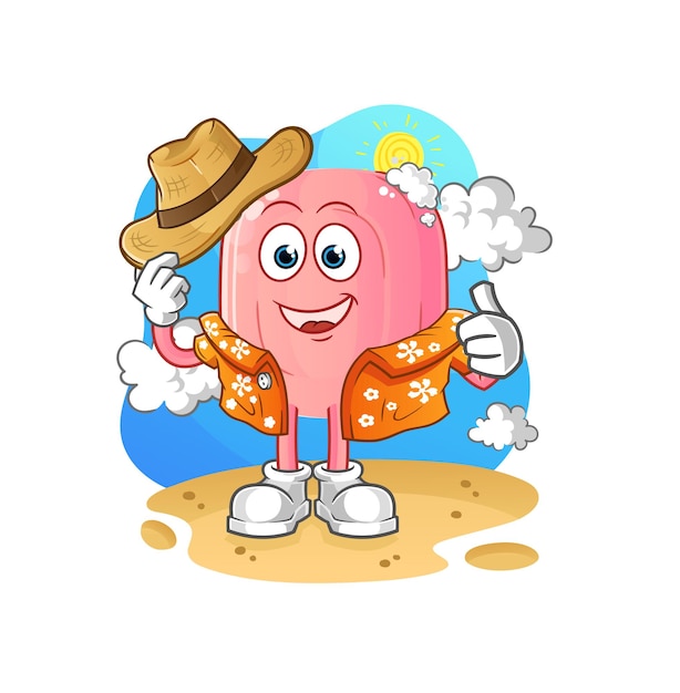 Zeep gaan op vakantie. cartoon mascotte vector