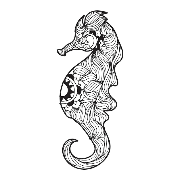 Zeepaard mandala vectorillustratie