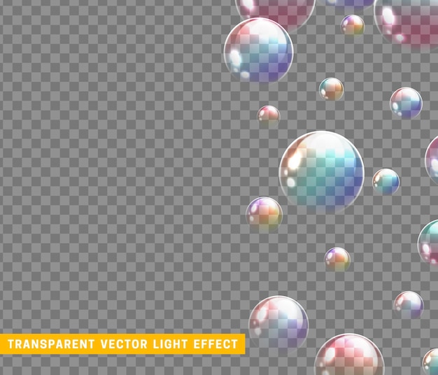 Zeepbellen realistisch 3D-ontwerp als achtergrond. Glazen bollen. vectorillustratie