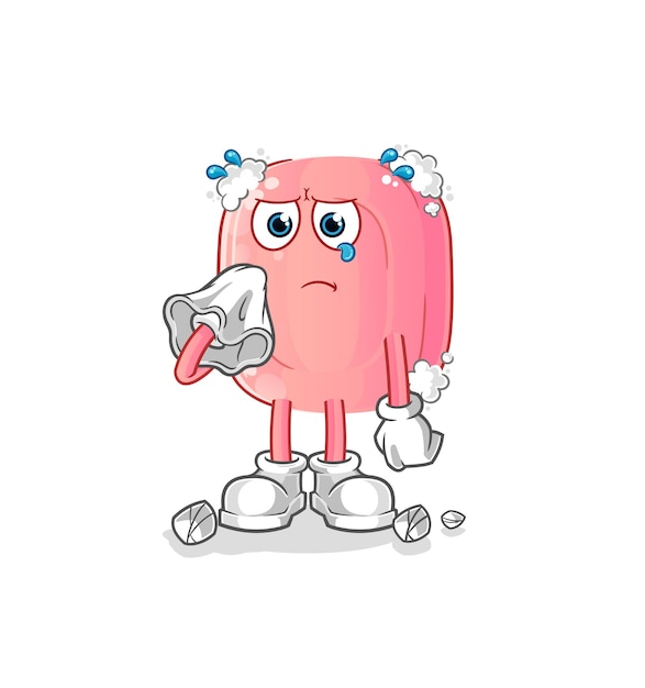 Zeepkreet met een tissue. cartoon mascotte vector