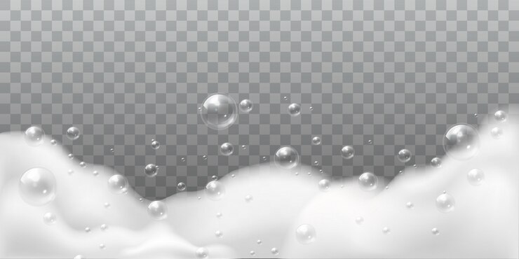 Vector zeepschuim. witte bubbels van bad of wasgoed. shampoozeep schoon glanzend bubbelen. washygiëne wasmiddel geïsoleerde illustratie