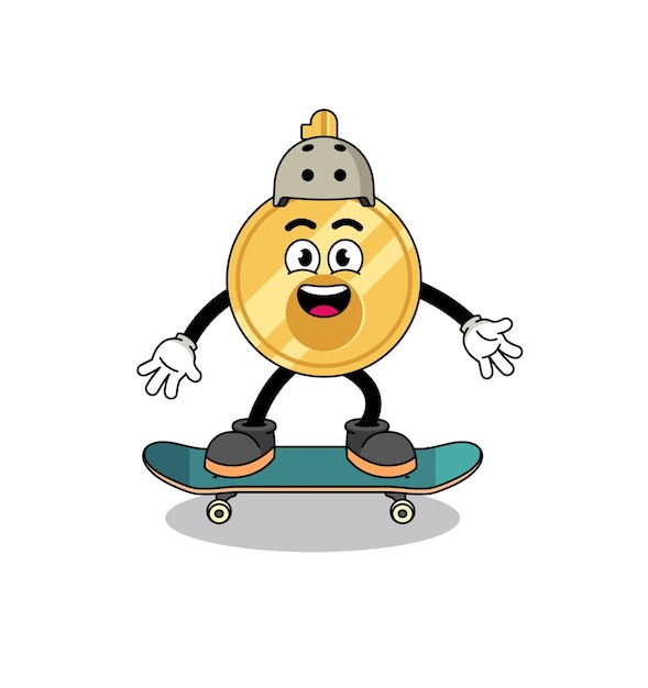 Zeer belangrijke mascotte die een skateboard speelt