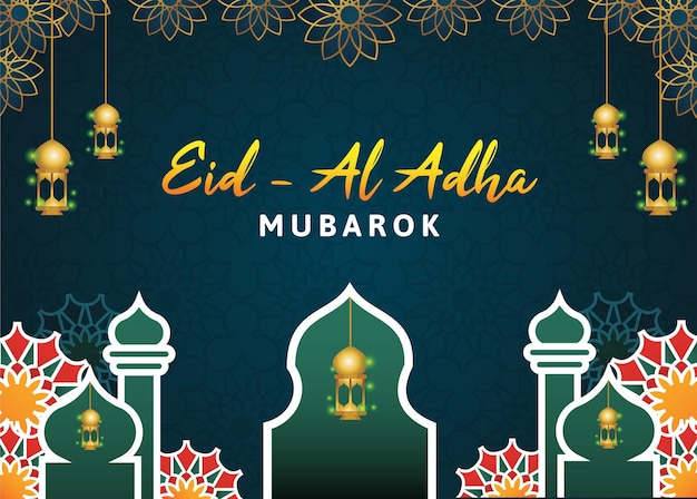 Zeer creatief en uniek islamitisch Eid alAdha banner vector sjabloonontwerp