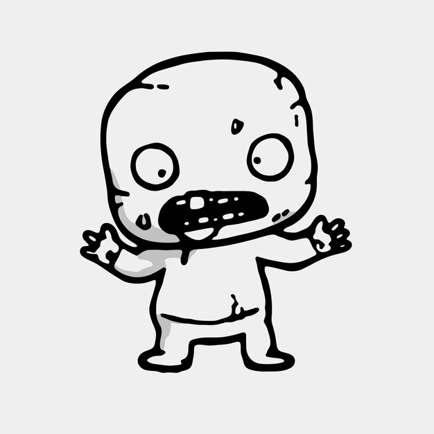 Vector zeer fijne tekeningen chibi zombies