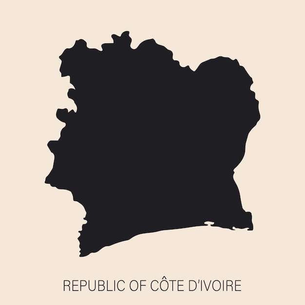 Zeer gedetailleerde Cote dIvoire-kaart met randen geïsoleerd op de achtergrond Eenvoudige platte pictogramillustratie voor web