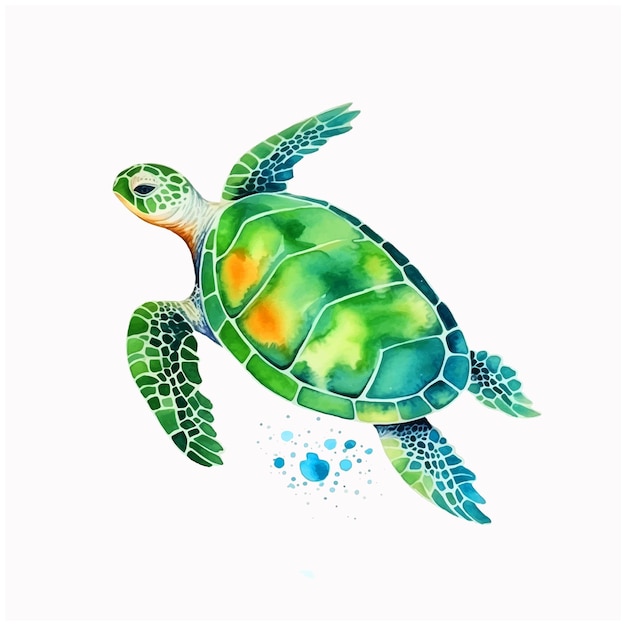 Zeeschildpad aquarel verf illustratie