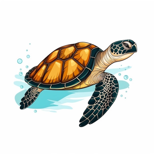 Zeeschildpad geïsoleerd op witte achtergrond Vector illustratie voor uw ontwerp