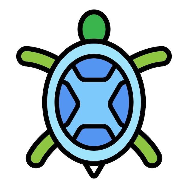 Vector zeeschildpad pictogram overzichtsillustratie van zeeschildpad vector pictogram kleur plat geïsoleerd op wit