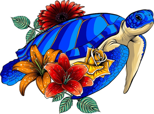 Zeeschildpad zwemt en waterlelies naadloos patroon Borduur tropisch water achtergrond Modieuze kleding tshirt ontwerp
