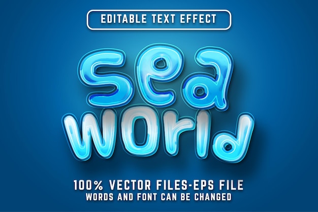 Vector zeewereld teksteffect bewerkbare teksteffect premium vectoren
