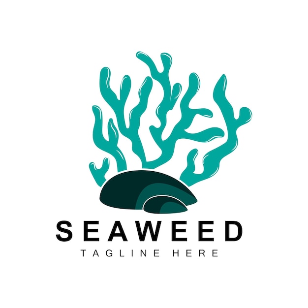 Zeewier Logo Ontwerp Onderwater Plant Illustratie Cosmetica En Voedselingrediënten