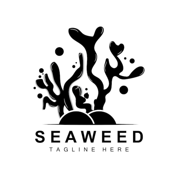 Zeewier Logo Ontwerp Onderwater Plant Illustratie Cosmetica En Voedselingrediënten