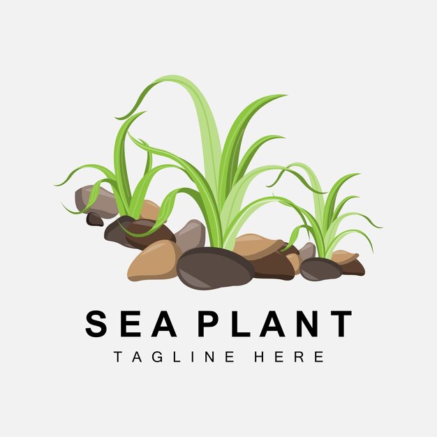 Zeewier logo zee planten vector design kruidenier en natuurbescherming