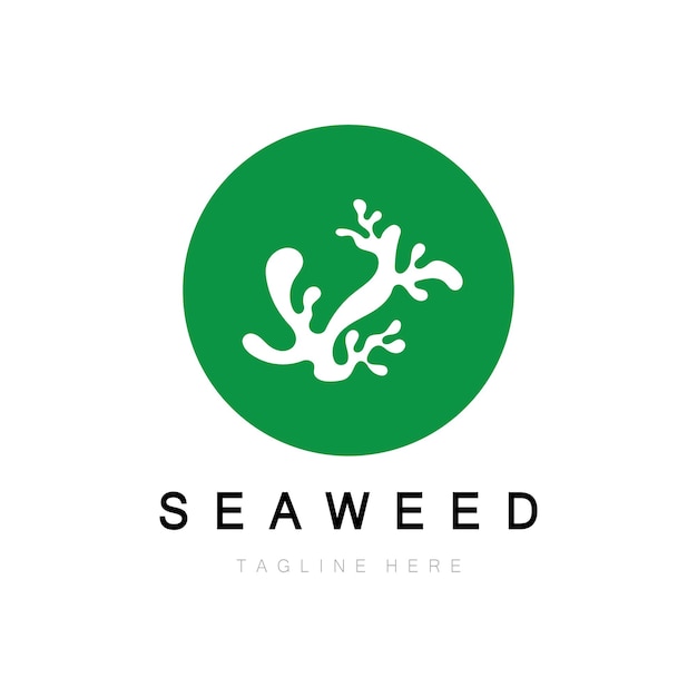 Zeewier vector logo pictogram illustratie designincludes zeevruchten natuurlijke productenfloristecologiewellness