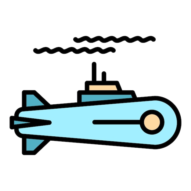 Vector zeil onderzeeër pictogram overzicht zeil onderzeeër vector pictogram kleur plat geïsoleerd