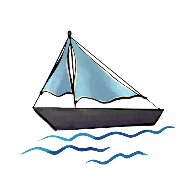 Zeilboot hand getekend ontwerp vectorillustratie