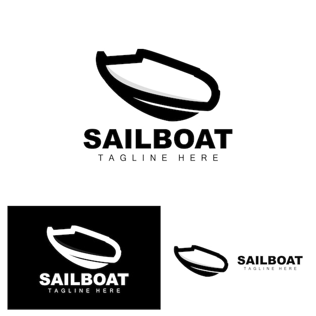 Zeilboot LogoTraditionele Aziatische Boot Vector Lake Ocean Icon Design Vissersboot