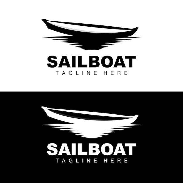 Zeilboot LogoTraditionele Aziatische Boot Vector Lake Ocean Icon Design Vissersboot