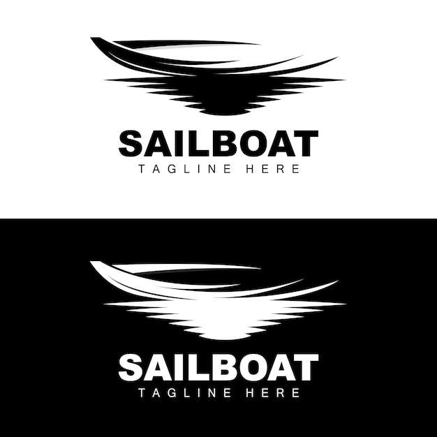 Zeilboot LogoTraditionele Aziatische Boot Vector Lake Ocean Icon Design Vissersboot