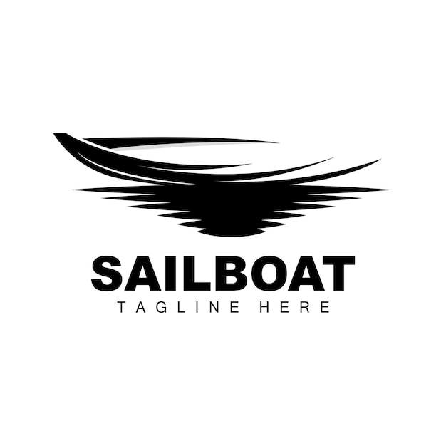 Zeilboot LogoTraditionele Aziatische Boot Vector Lake Ocean Icon Design Vissersboot