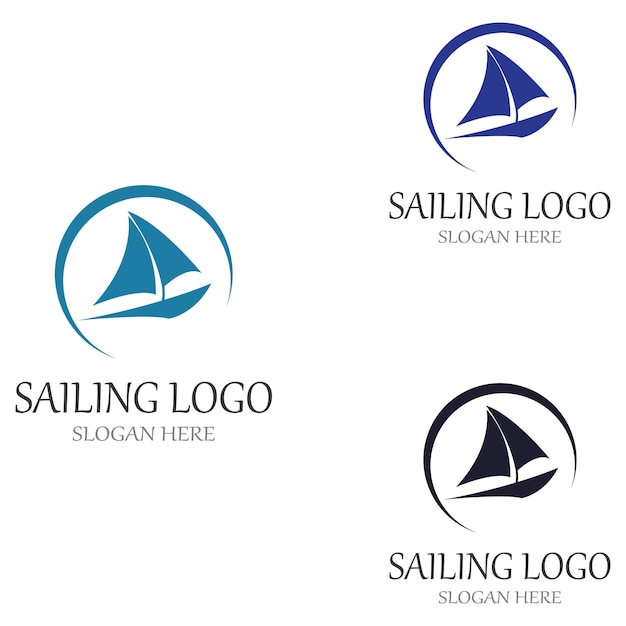 Zeilboot of zeilboot logo met golven van golven Met behulp van de logo pictogram ontwerp concept vector illustratie sjabloon