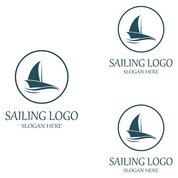 Zeilboot of zeilboot logo met golven van golven Met behulp van de logo pictogram ontwerp concept vector illustratie sjabloon