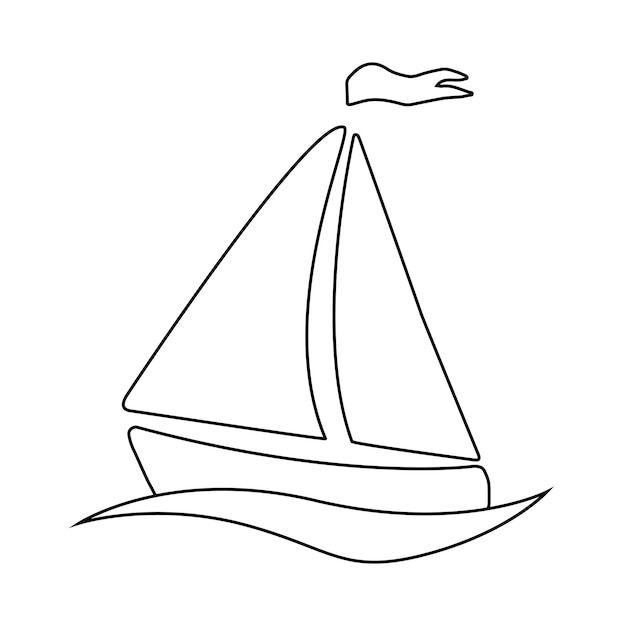 Zeilboot. Vectorillustratie, geïsoleerd op een witte achtergrond.