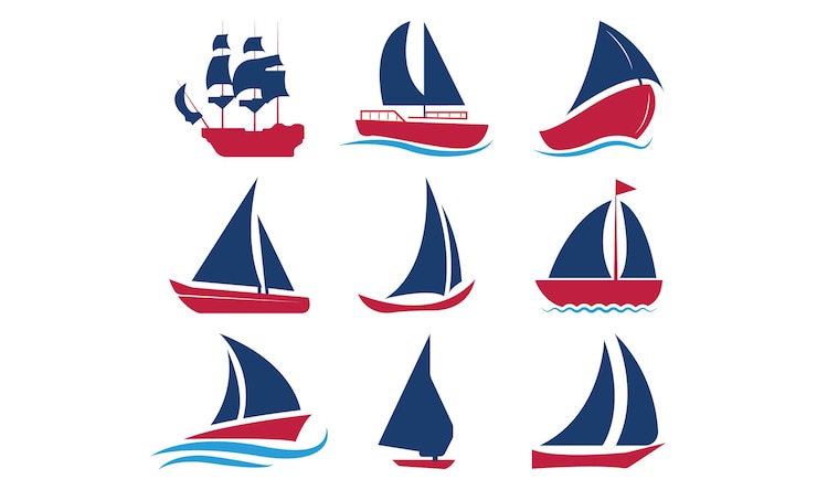 Vector zeilboot, zeilbootlijntekeningen zeilbootambachten gnome vector en illustratieontwerp.