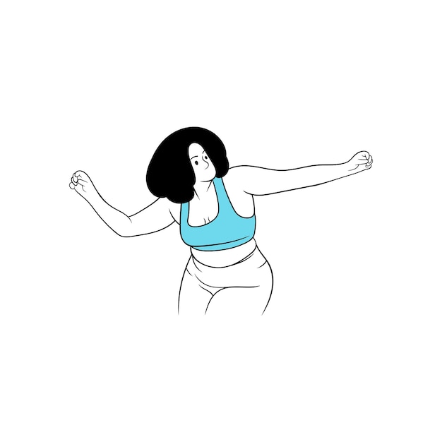 Vector zekerzinnige jonge vrouw die danst vector illustraties
