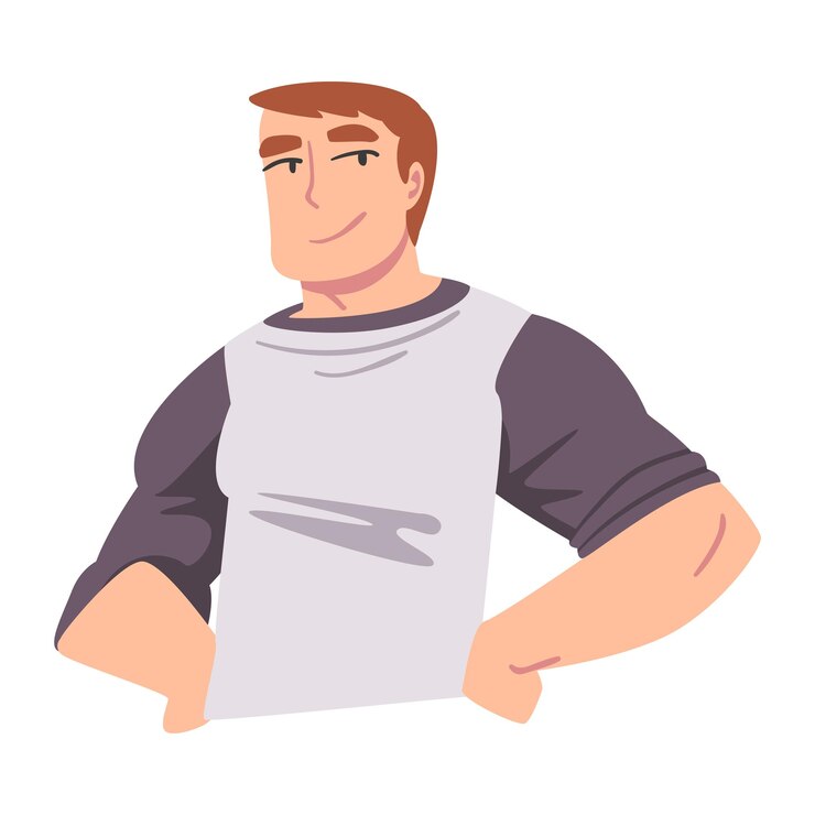 Vector zelfverzekerde jonge man man die positieve emoties uitdrukt zelfliefde zelf trots acceptatie esteem cartoon vector illustratie