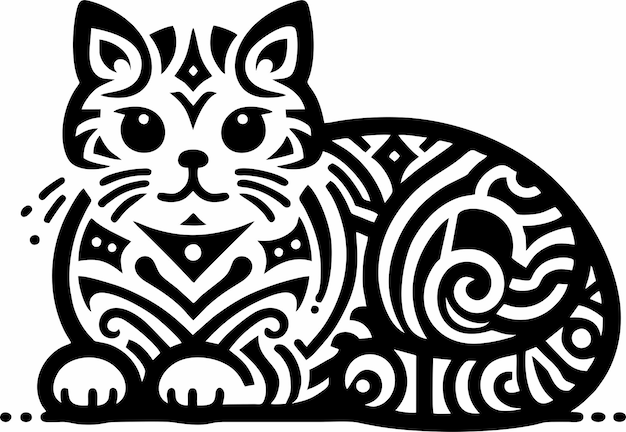 Zen Cats Handgetekende katten met abstracte patronen voor kleur en ontspanning