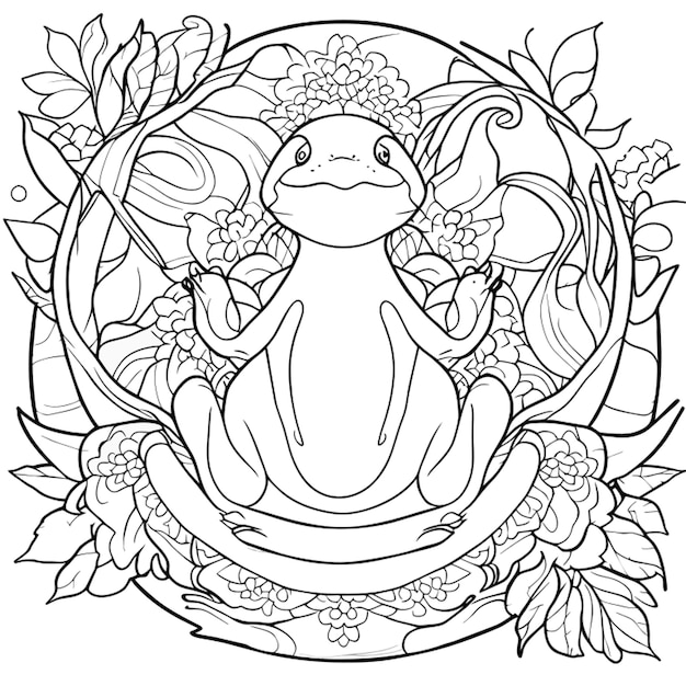 zen full body salamander beautifully detailed mandala adult coloring book artistic style fine lines