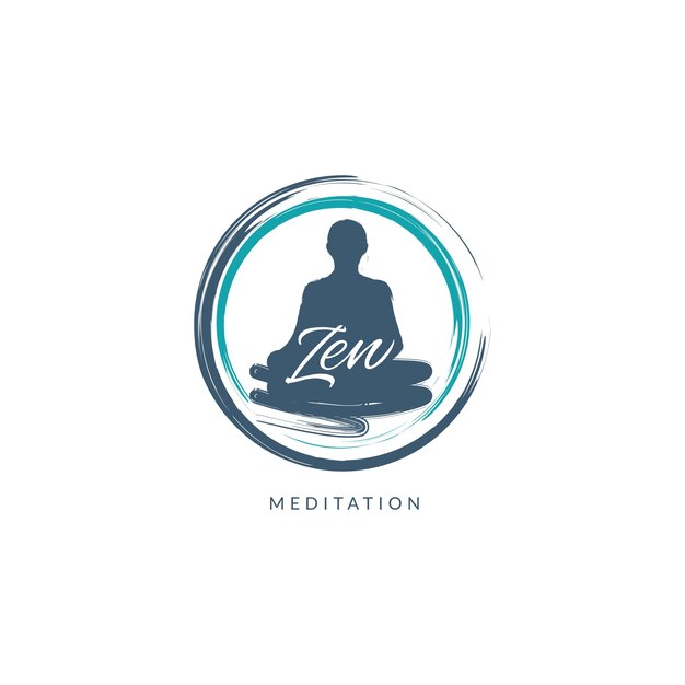 Icona del simbolo del segno del logo della meditazione zen con la spazzola