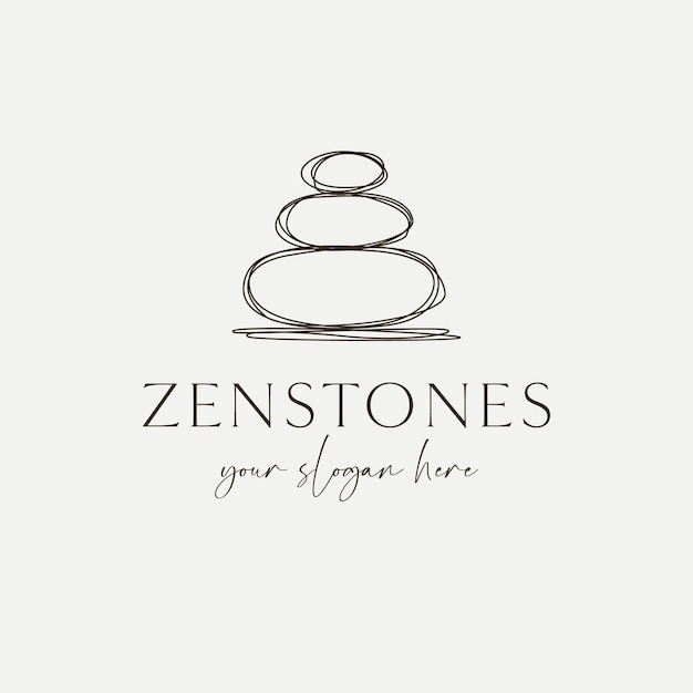 Zenstones 벡터 로고 디자인 균형 돌 로고 타입 요가와 명상 로고 템플릿