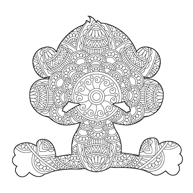 Zentangle aap mandala kleurplaat voor volwassenen dier kleurboek anti-stressprogramma kleurplaat