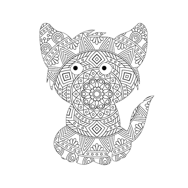 성인을 위한 Zentangle 고양이 만다라 색칠 페이지 크리스마스 고양이 꽃 동물 안티 스트레스 색칠하기 책