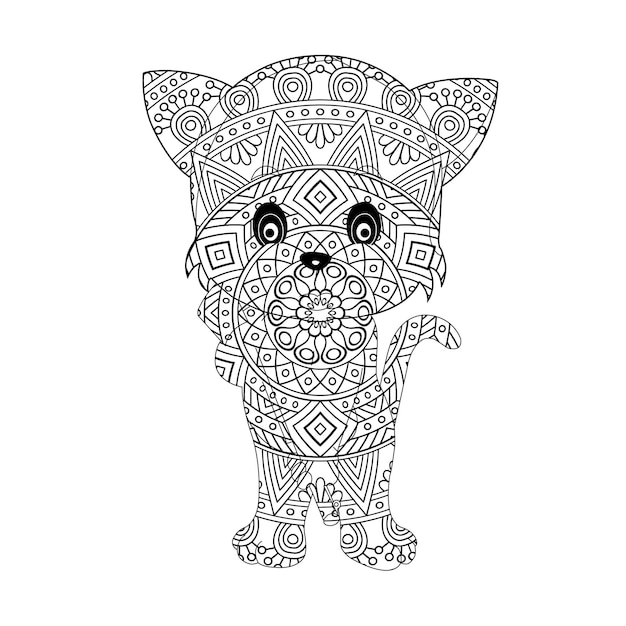 Zentangle кошка мандала раскраска для взрослых рождественская кошка цветочные животные антистресс раскраска