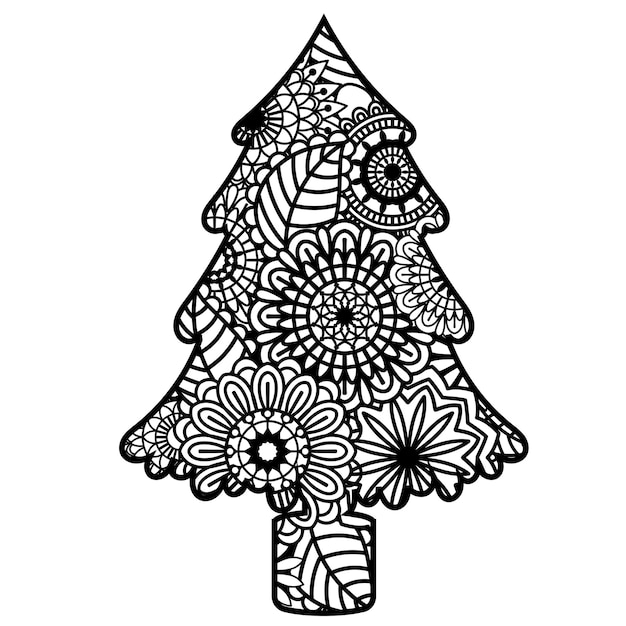 Zentangle decorazioni natalizie isolate su sfondo bianco