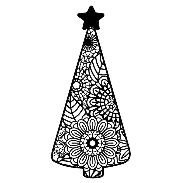 Zentangle christmas decor isolated on white background