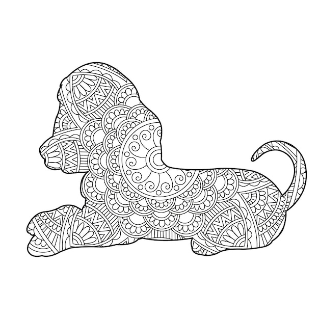 Zentangle собака мандала раскраски для взрослых рождественская собака и цветочные животные раскраски антистр