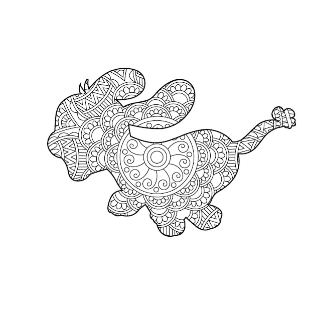 Zentangle dog mandala coloring page for adults christmas dog and floral animal coloring book antistr