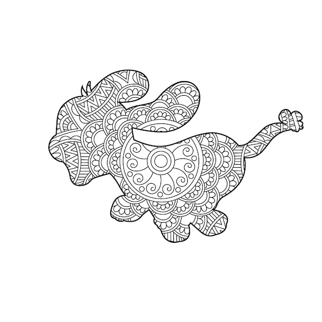 大人のための Zentangle 犬マンダラ塗り絵 クリスマス犬と花の動物の塗り絵 antistr