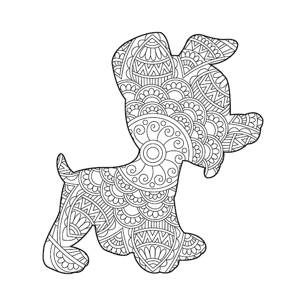 Zentangle собака мандала раскраски для взрослых рождественская собака и цветочные животные раскраски антистр