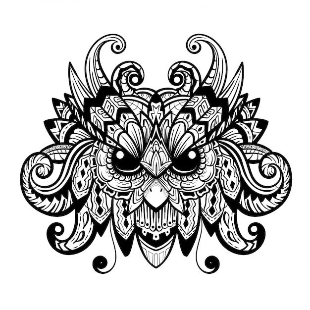 A zentangle head of an owl.