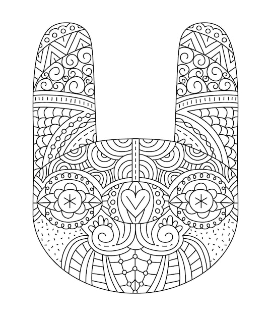 Vector zentangle konijn kleurplaat