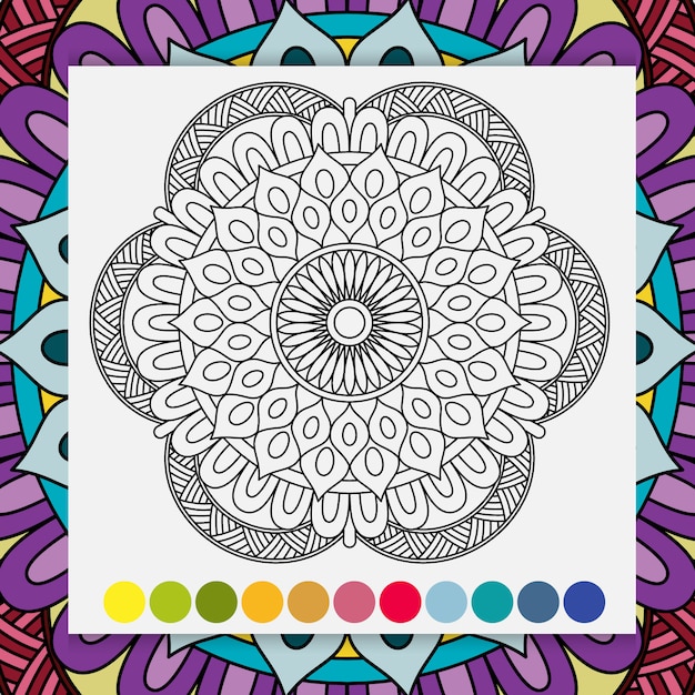 Zentangle mandala for adults relaxing coloring book.