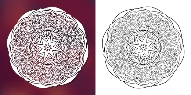 Vector zentangle mandala colouring set. line art design for adult coloring book page.