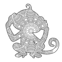 Vector zentangle monkey mandala coloring page for adults animal coloring book antistress coloring page