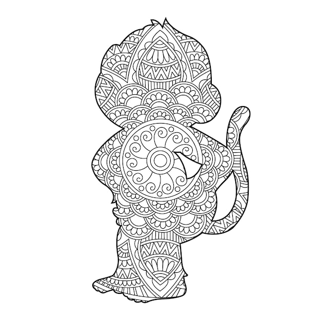 Zentangle обезьяна мандала раскраски для взрослых животных раскраски антистресс раскраски страницы